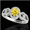 Image 1 : 1.38 ctw Certified SI/I Fancy Intense Yellow Diamond Ring 10k White Gold