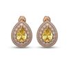 Image 1 : 7.74 ctw Canary Citrine & Diamond Victorian Earrings 14K Rose Gold