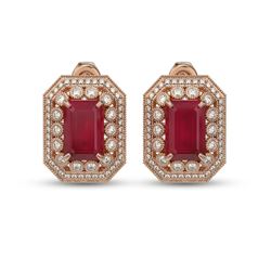 13.75 ctw Certified Ruby & Diamond Victorian Earrings 14K Rose Gold