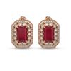 Image 1 : 13.75 ctw Certified Ruby & Diamond Victorian Earrings 14K Rose Gold