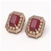 Image 2 : 13.75 ctw Certified Ruby & Diamond Victorian Earrings 14K Rose Gold