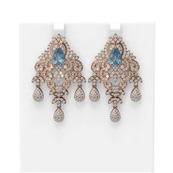 12.96 ctw Blue Topaz & Diamond Earrings 18K Rose Gold