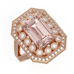 6.08 ctw Certified Morganite & Diamond Victorian Ring 14K Rose Gold