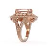 Image 3 : 6.08 ctw Certified Morganite & Diamond Victorian Ring 14K Rose Gold