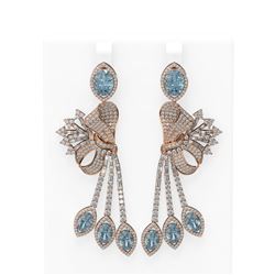 17.13 ctw Aquamarine & Diamond Earrings 18K Rose Gold