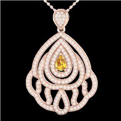 2 ctw Yellow Sapphire & Micro VS/SI Diamond Necklace 14k Rose Gold