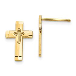 14k Yellow Gold Cross Post Earrings