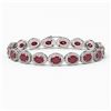 Image 1 : 22.89 ctw Ruby & Diamond Micro Pave Halo Bracelet 10k White Gold