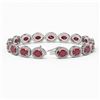Image 2 : 22.89 ctw Ruby & Diamond Micro Pave Halo Bracelet 10k White Gold
