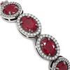 Image 3 : 22.89 ctw Ruby & Diamond Micro Pave Halo Bracelet 10k White Gold