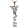 Image 1 : 2.2 ctw Princess Cut Diamond Designer Necklace 18K Rose Gold