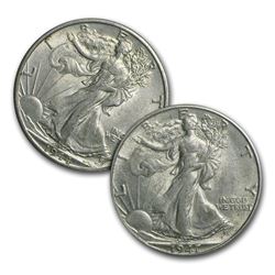 $1.00 Face Value Silver Walking Liberty Halves AU