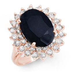 8.70 ctw Blue Sapphire & Diamond Ring 14k Rose Gold