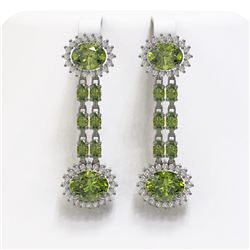 11.78 ctw Tourmaline & Diamond Earrings 14K White Gold