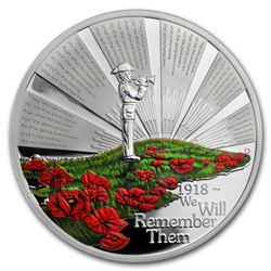 2018 Australia 1 oz Ag $1 The Anzac Spirit We Will Remember Them