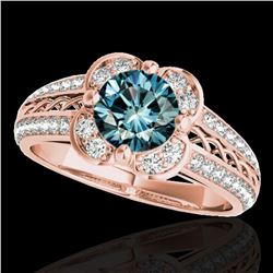 2.05 ctw SI Certified Fancy Blue Diamond Halo Ring 10k Rose Gold