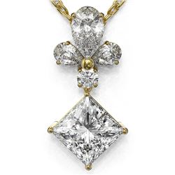 1.4 ctw Princess Cut Diamond Designer Necklace 18K Yellow Gold