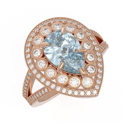 3.82 ctw Certified Aquamarine & Diamond Victorian Ring 14K Rose Gold