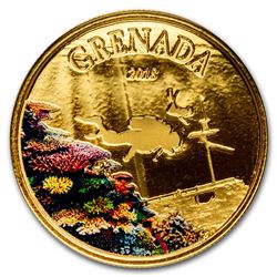 2018 Grenada 1 oz Gold Diving Paradise (Colorized)