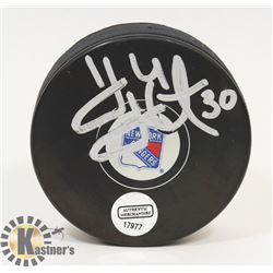 HENRICK LUNDQVIST SIGNED PUCK WITH COA STICKER