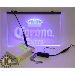 BLUE NEON LIGHTED "CORONA EXTRA" SIGN
