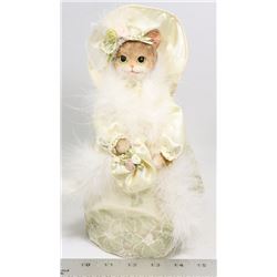 CAT IN HANDMADE SATIN WEDDING DRESS NEW