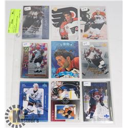 SHEET OF 9 LINDROS,SAKIC,KARIYA,& FORSBERG INSERTS