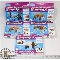 5 3D MOTO KIT ANIMALS PUNCH OUT, ASSEMBLE, WIND UP