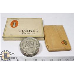 SNUFF TOBACCO , TURRET TINS & HAND CARVED PACK