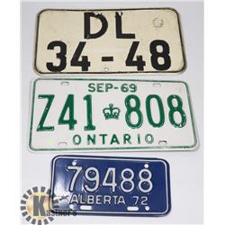LIC. PLATES 1969 ONTARIO E.GERMAN AND ALBERTA '72