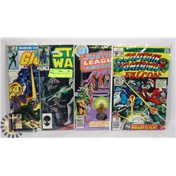 LOT OF 4 COMICS STAR WARS JLA GI JOE CAPT.