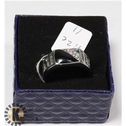 MENS STERLING SILVER CUBIC ZIRCONIA BLACK