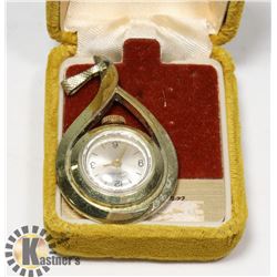 SWISS MADE VINTAGE CHATEAU PENDANT CLOCK NECKLACE