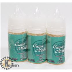 3 BOTTLES OF CREMA MENTHA  3MG NICOTINE 30ML PER
