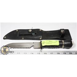 HUNTING KNIFE WITH CASE & STONE SHARPENER