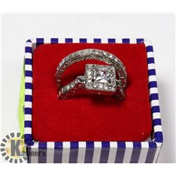 SILVER TONE FASHION WEDDING RING SZ7