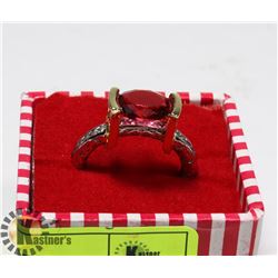 FASHION OVAL CUT ROBY WOMEN WEDDING RING SZ 9