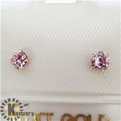 10K YELLOW GOLD PINK CZ EARRINGS