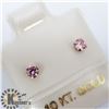 Image 2 : 10K YELLOW GOLD PINK CZ EARRINGS