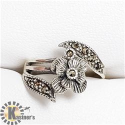 SILVER BLACK ONYX  RING (~SIZE 6) (~WEIGHT 2.66G)