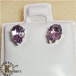 SILVER 2 AMETHYST(0.8CT) EARRINGS, MADE IN CANADA