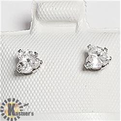 14K WHITE GOLD CZ HEART SHAPE WITH 10K BACKING