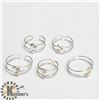 Image 2 : SILVER 5 SET OF ADJUSTABLE RINGS