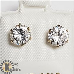 10K YELLOW GOLD CZ 6.5MM EARRINGS, MADE IN CANADA