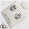 Image 2 : 10K YELLOW GOLD CZ 6.5MM EARRINGS, MADE IN CANADA