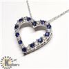 Image 2 : SILVER CREATED SAPPHIRE 20" NECKLACE