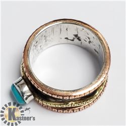 SILVER TURQUOISE SPINNABLE RING