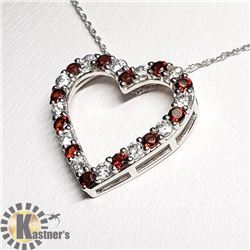 SILVER NATURAL GARNET 20" NECKLACE