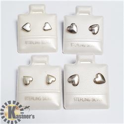 SILVER SET OF 4 HEART SHAPE EARRINGS