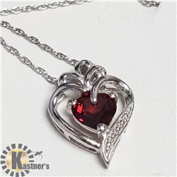 SILVER NATURAL GARNET 20" NECKLACE